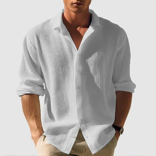 Men's Lapel Long Sleeve Shirt Fashion Solid Single Breasted Tops Fall Spring Clothing by www.trikaro.com