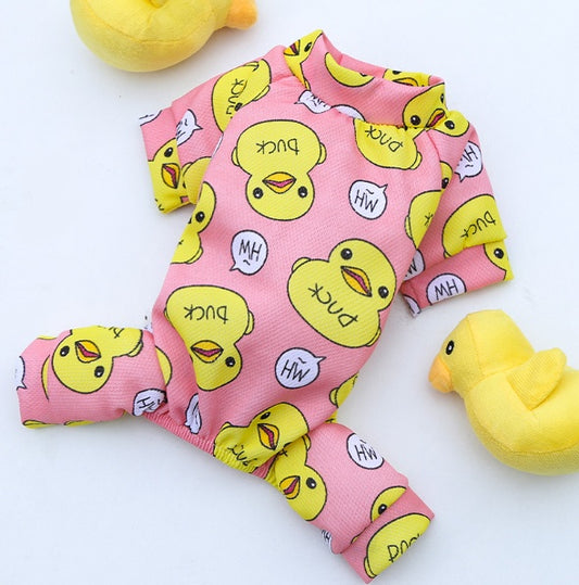 Pet Dog Cat Four-legged Clothes Supplie Duck Cartoon Pajamas Bottoming Out www.trikaro.com
