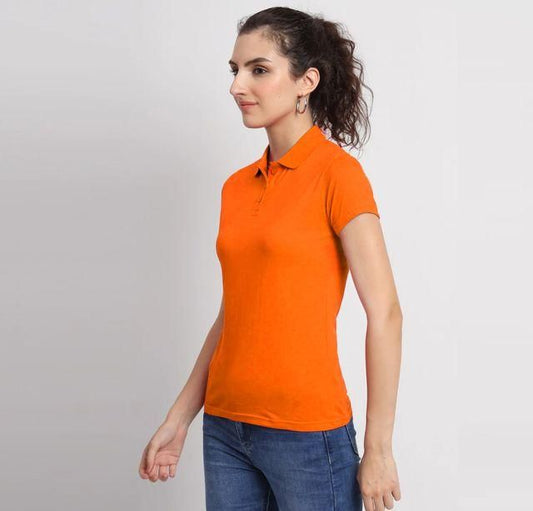 Ketex Orange Cotton Blend Polo Neck Tshirt www.trikaro.com