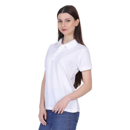 Ketex White Cotton Blend Polo Neck Tshirt www.trikaro.com