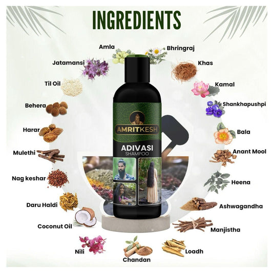 Amritkesh Adivasi Shampoo 100ml - Unleash the Power of Nature (Pack of 2) www.trikaro.com