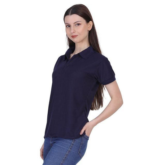 Ketex Navy Blue Cotton Blend Polo Neck Tshirt www.trikaro.com