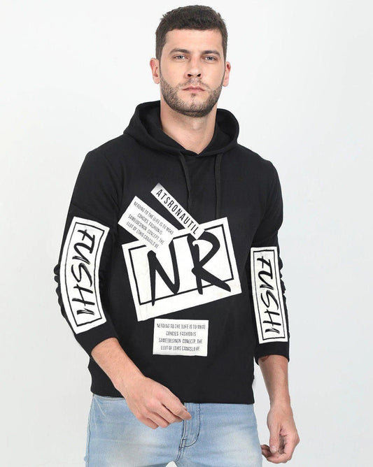 Cotton Blend Printed Full Sleeves Mens Hooded Neck T-Shirt by www.trikaro.com