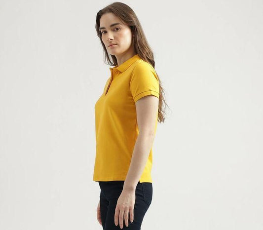 Ketex Yellow Cotton Blend Polo Neck Tshirt www.trikaro.com