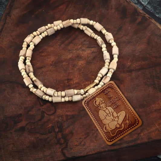 Bageshwar Dham Tulsi Mala With Wooden Hanumanji Locket www.trikaro.com