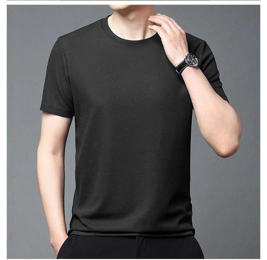 Men 4 Way Strecthable Round Neck T-shirt www.trikaro.com