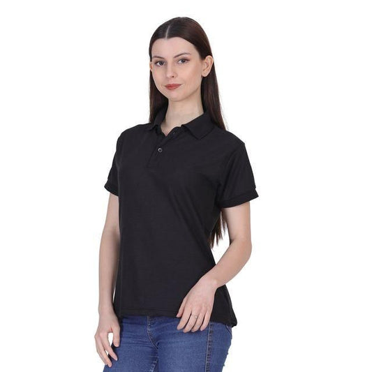 Ketex Black Cotton Blend Polo Neck Tshirt www.trikaro.com