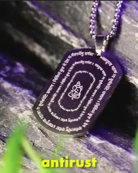 Devotional Ganpati Shlok Tag Pendant With Chain www.trikaro.com