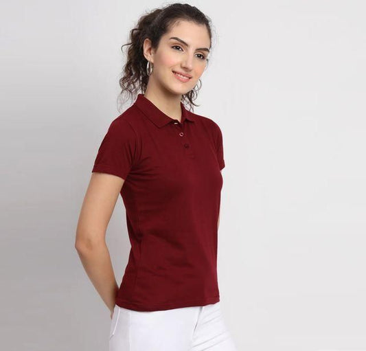 Ketex Maroon Cotton Blend Polo Neck Tshirt www.trikaro.com