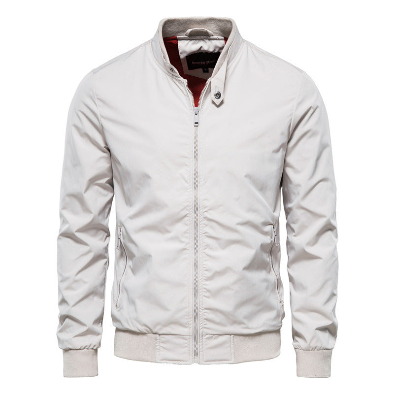 Men's Zip-up Jacket With Pockets Casual Solid Stand Collar Long Sleeve Top Outwear Clothing by www.trikaro.com