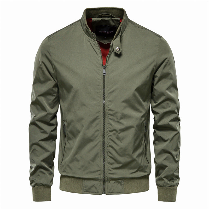 Men's Zip-up Jacket With Pockets Casual Solid Stand Collar Long Sleeve Top Outwear Clothing by www.trikaro.com