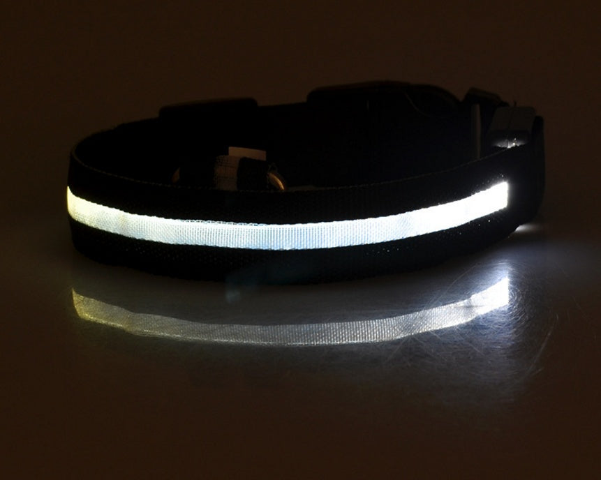Nylon LED Pet Dog Luminous Collar Night Safety Flashing Glow in Dark Dog Cat Leash Adjustable Pet Supplies by www.trikaro.com