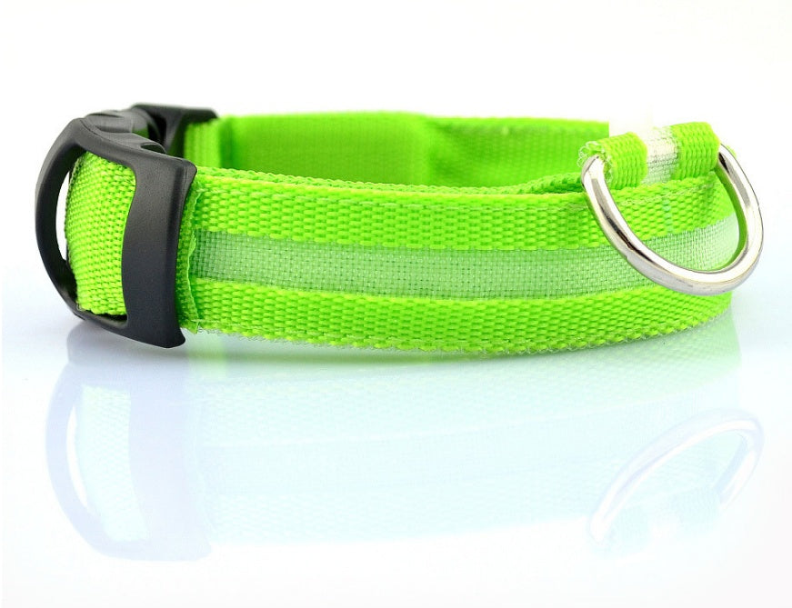 Nylon LED Pet Dog Luminous Collar Night Safety Flashing Glow in Dark Dog Cat Leash Adjustable Pet Supplies by www.trikaro.com