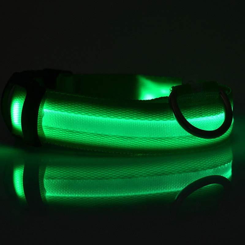 Nylon LED Pet Dog Luminous Collar Night Safety Flashing Glow in Dark Dog Cat Leash Adjustable Pet Supplies by www.trikaro.com