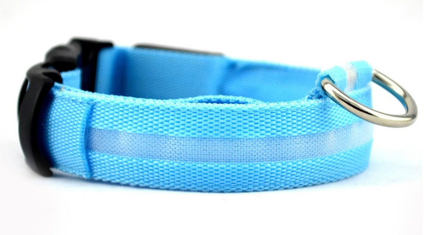 Nylon LED Pet Dog Luminous Collar Night Safety Flashing Glow in Dark Dog Cat Leash Adjustable Pet Supplies by www.trikaro.com
