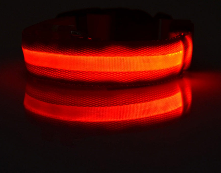 Nylon LED Pet Dog Luminous Collar Night Safety Flashing Glow in Dark Dog Cat Leash Adjustable Pet Supplies by www.trikaro.com