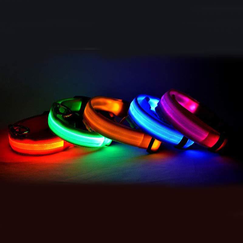 Nylon LED Pet Dog Luminous Collar Night Safety Flashing Glow in Dark Dog Cat Leash Adjustable Pet Supplies by www.trikaro.com