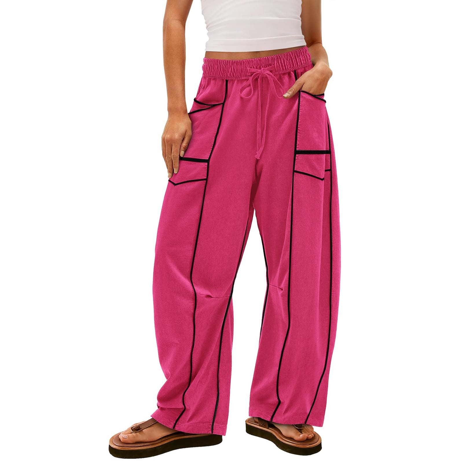 Y2K Black Striped Wide-leg Pants With Pockets Fashion Loose Drawstring Trousers Sports Sweatpants Women's Clothing by www.trikaro.com