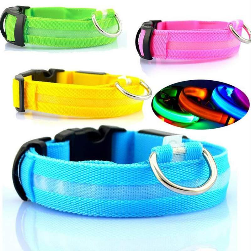Nylon LED Pet Dog Luminous Collar Night Safety Flashing Glow in Dark Dog Cat Leash Adjustable Pet Supplies by www.trikaro.com