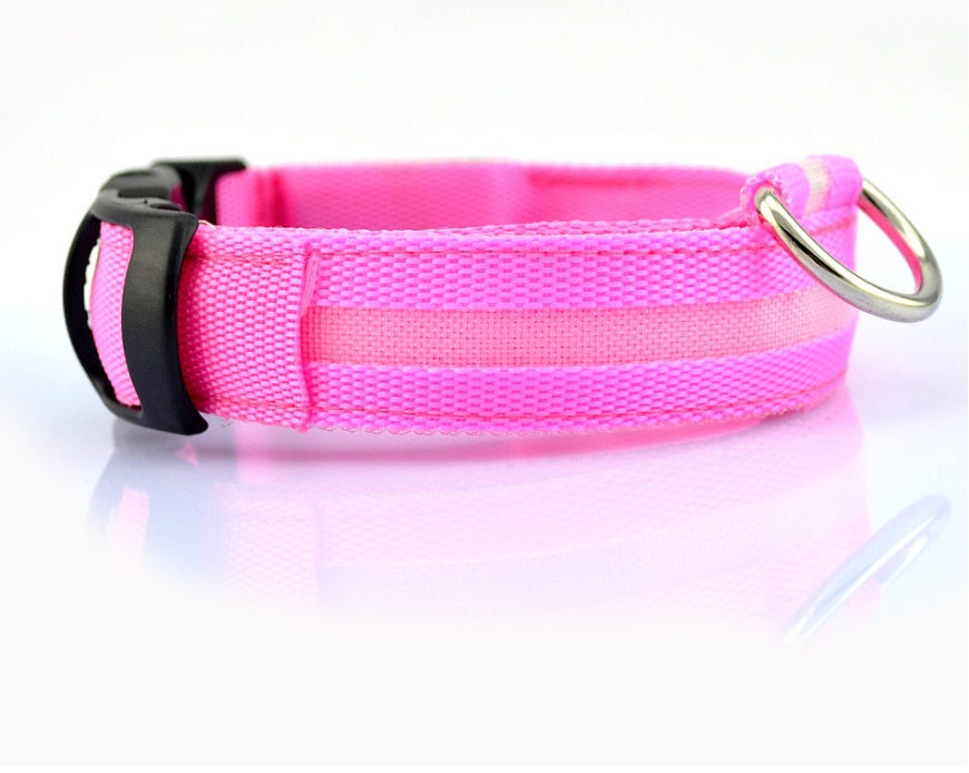 Nylon LED Pet Dog Luminous Collar Night Safety Flashing Glow in Dark Dog Cat Leash Adjustable Pet Supplies by www.trikaro.com
