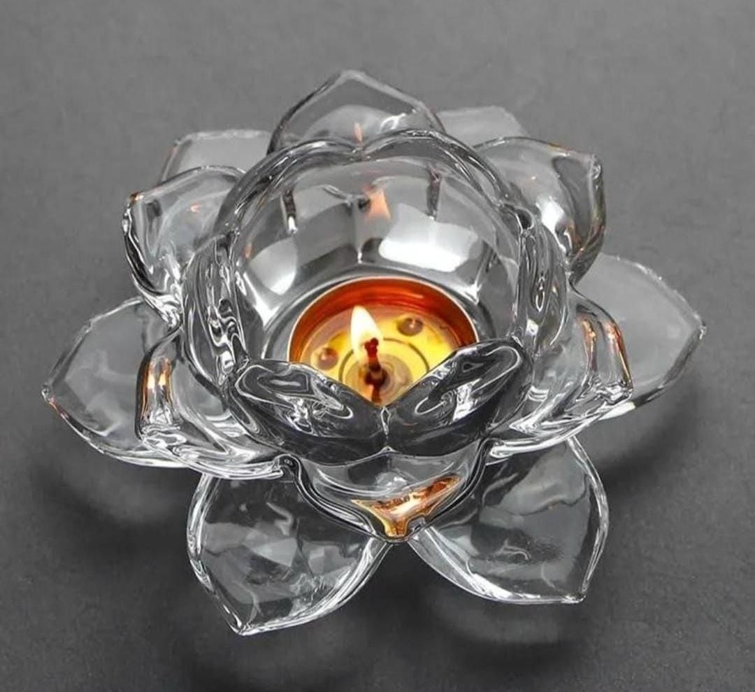 Glass Lotus Flower Tea Light Candle Holder Set www.trikaro.com