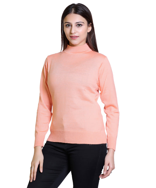 Women's Solid Woolen Full Sleeves Sweater www.trikaro.com