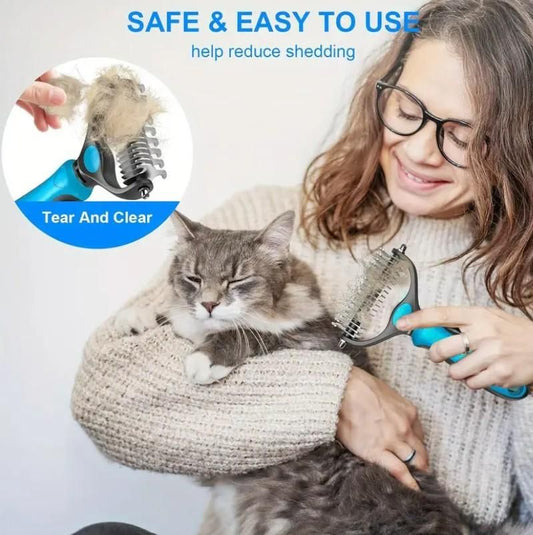 2 in 1 Deshedding Grooming Undercoat Brush www.trikaro.com