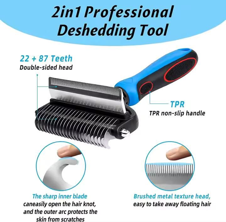 2 in 1 Deshedding Grooming Undercoat Brush www.trikaro.com