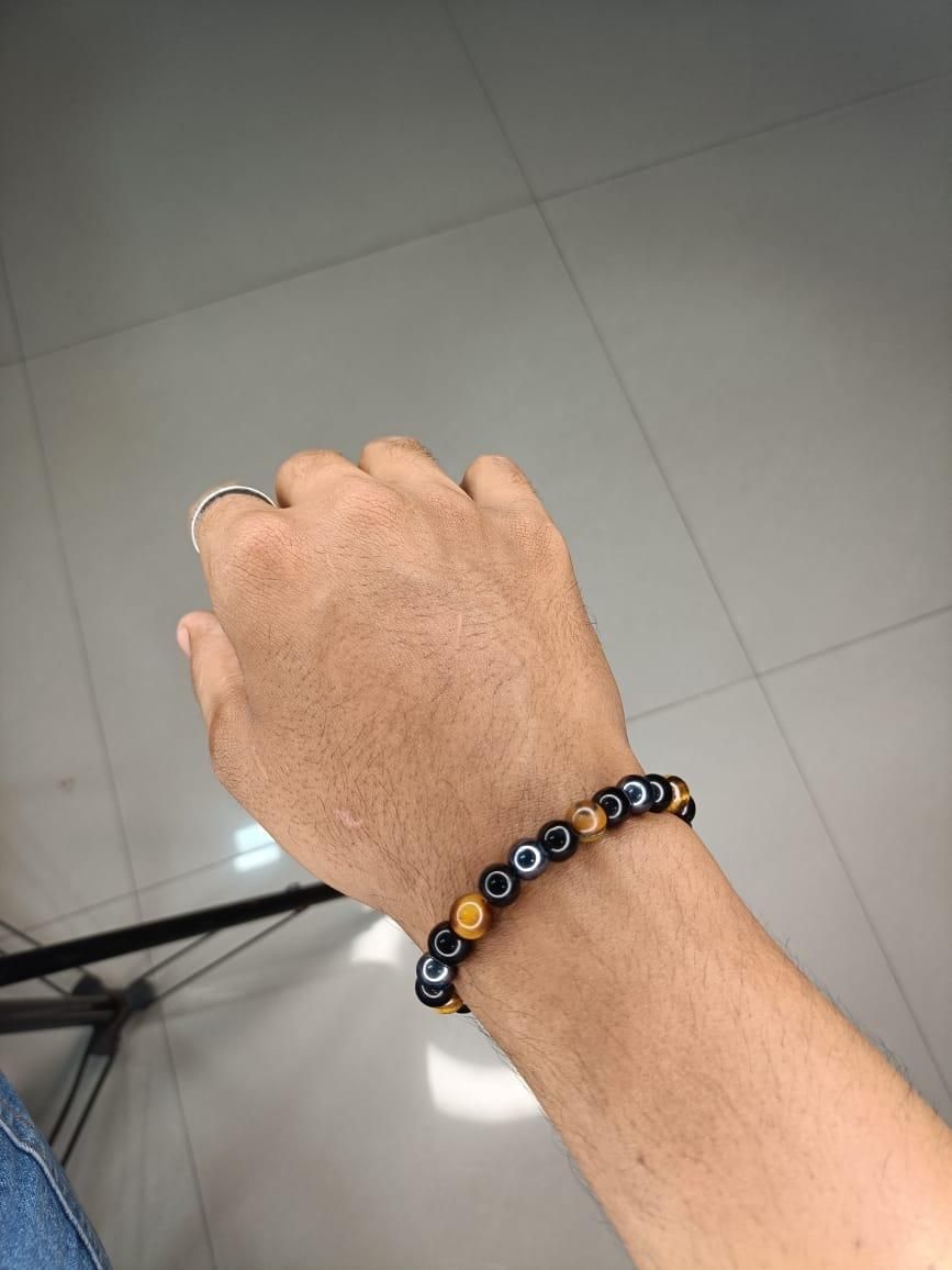 Tiger Eye Matte Black Beaded Bracelet(Combo) www.trikaro.com