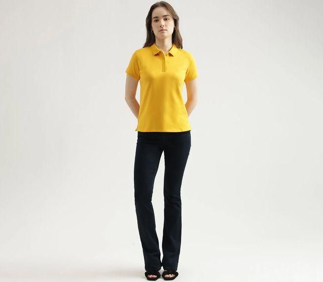 Ketex Yellow Cotton Blend Polo Neck Tshirt www.trikaro.com