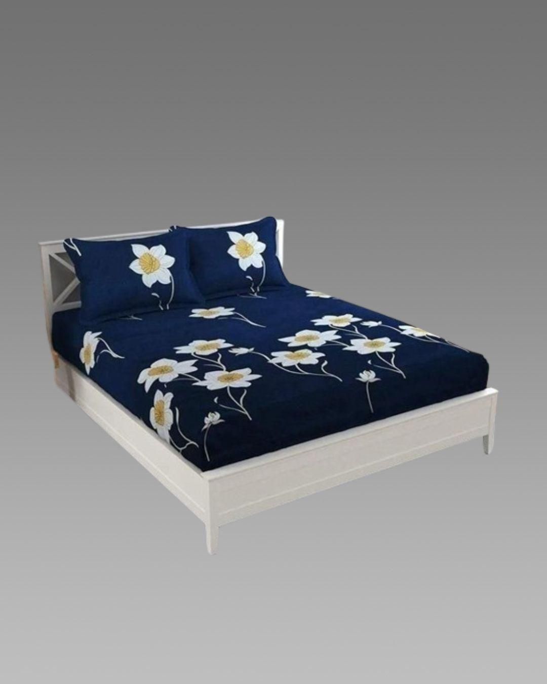 Snooze Glace Cotton Elastic Fitted Queen Size Double Bedsheets ( Pack of 1 )  www.trikaro.com