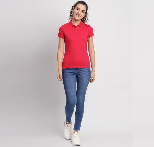 Ketex Red Cotton Blend Polo Neck Tshirt www.trikaro.com