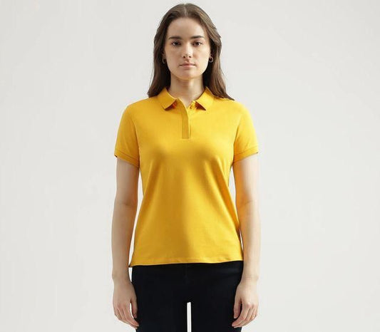 Ketex Yellow Cotton Blend Polo Neck Tshirt www.trikaro.com