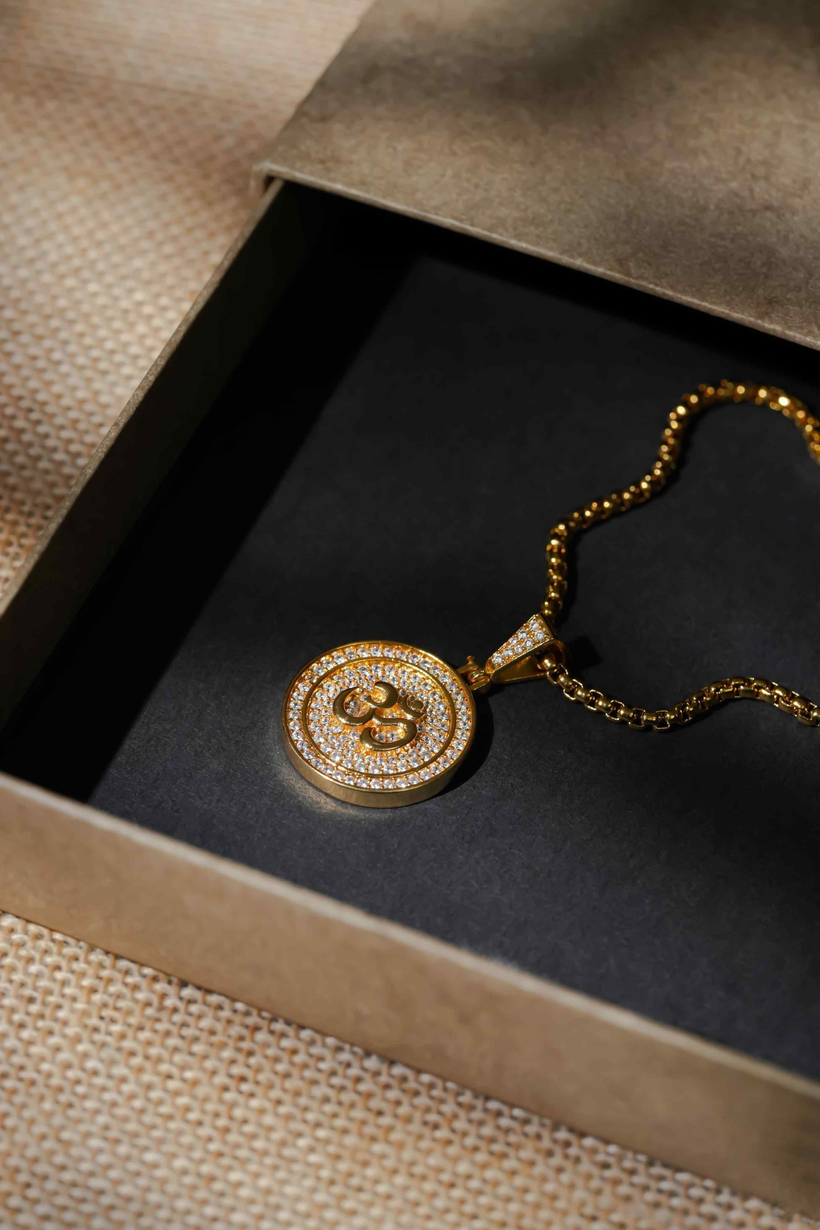 Om Symbol Pendant With Chain www.trikaro.com