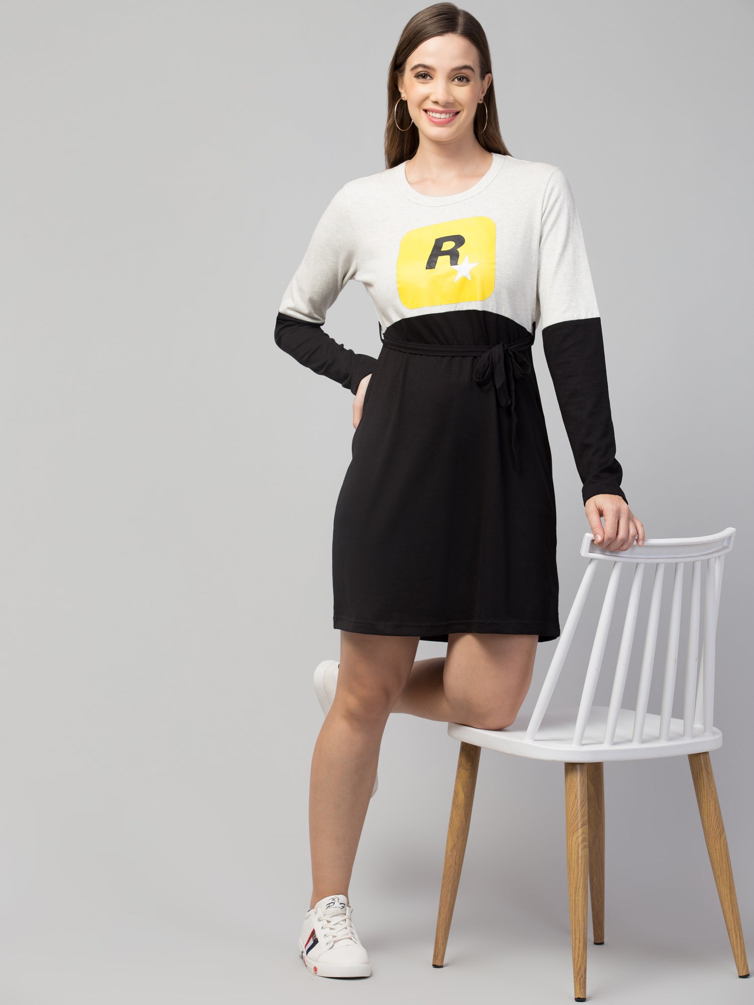 Women's Cotton Graphic Print T-shirt Short Dress www.trikaro.com