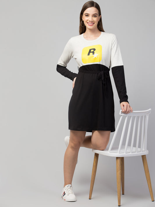 Women's Cotton Graphic Print T-shirt Short Dress www.trikaro.com
