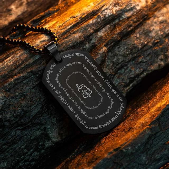 Devotional Ganpati Shlok Tag Pendant With Chain www.trikaro.com