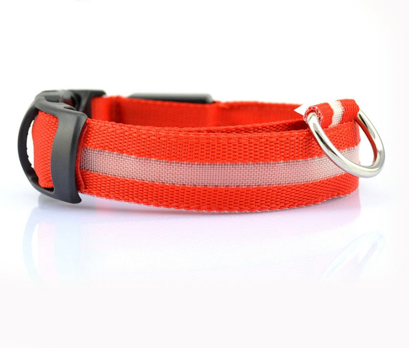 Nylon LED Pet Dog Luminous Collar Night Safety Flashing Glow in Dark Dog Cat Leash Adjustable Pet Supplies by www.trikaro.com