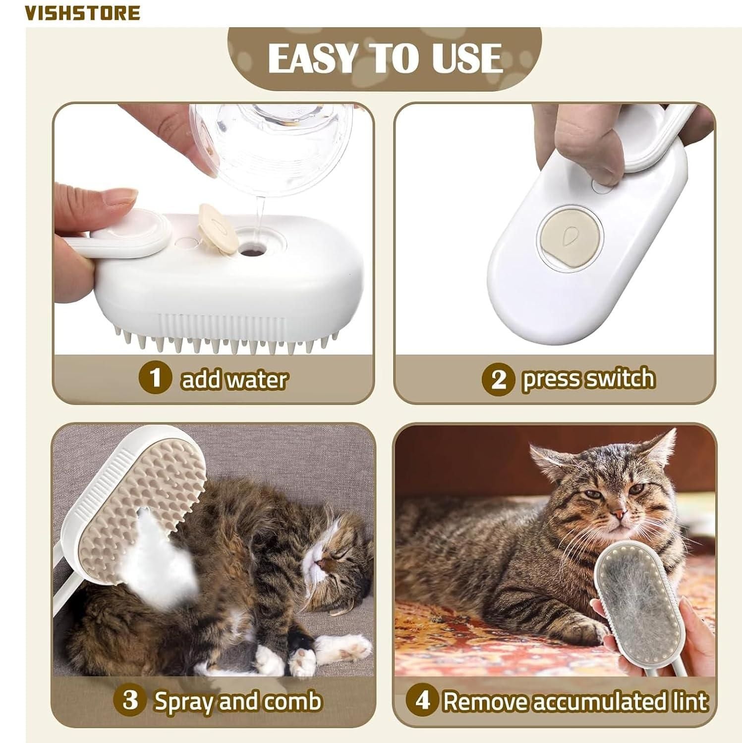 Steam Brush for Dog/Cat www.trikaro.com