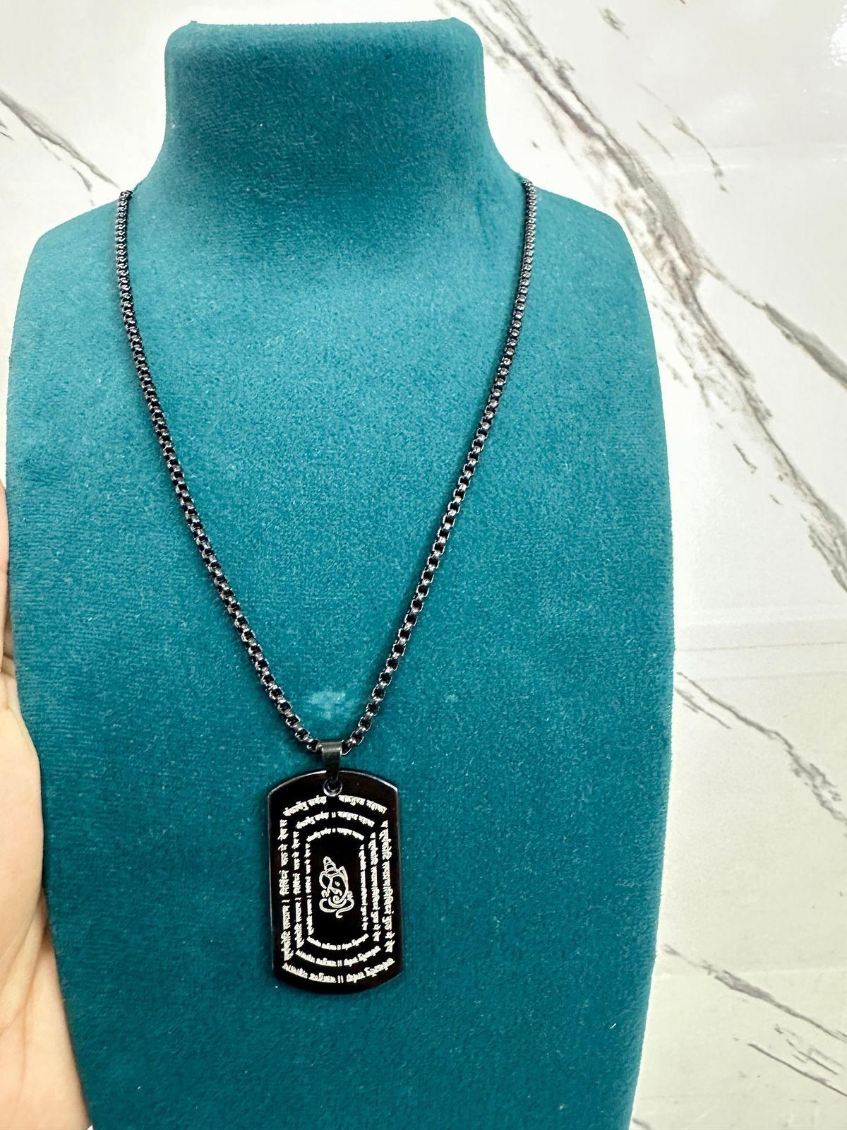 Devotional Ganpati Shlok Tag Pendant With Chain www.trikaro.com