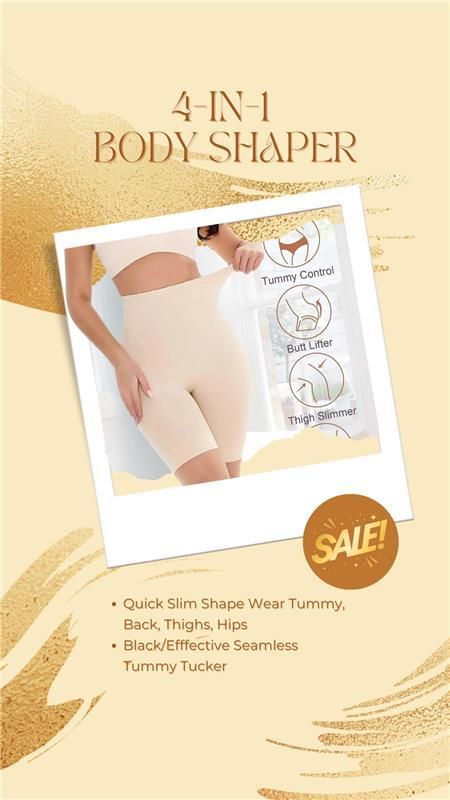 BD 4-in-1 Shaper - Quick Slim Shape Wear Tummy, Back, Thighs, Hips - Black/Efffective Seamless Tummy Tucker www.trikaro.com
