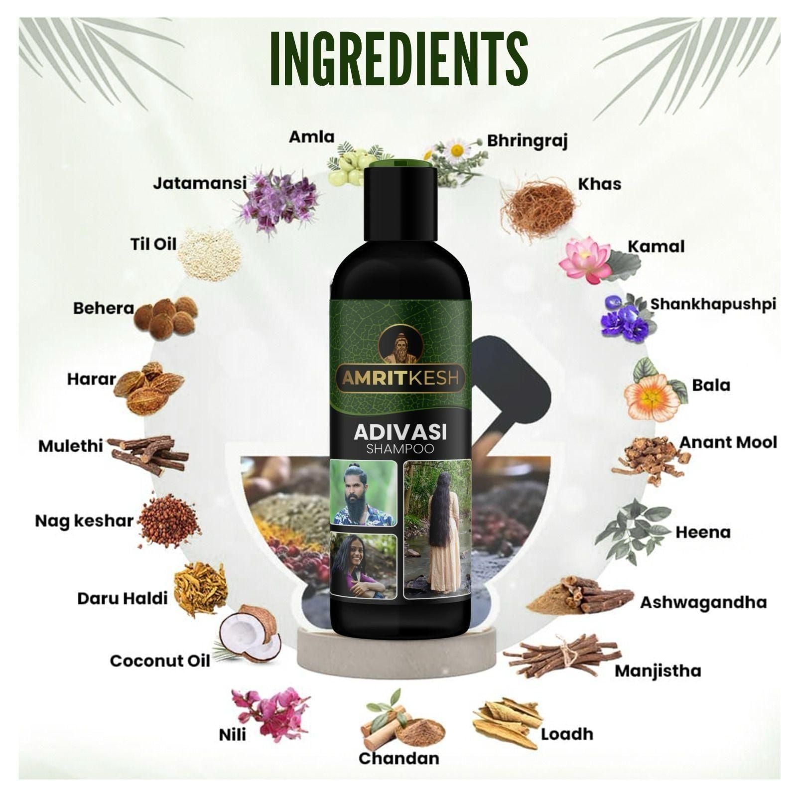 Amritkesh Adivasi Shampoo 100ml - Unleash the Power of Nature (Pack of 2) www.trikaro.com