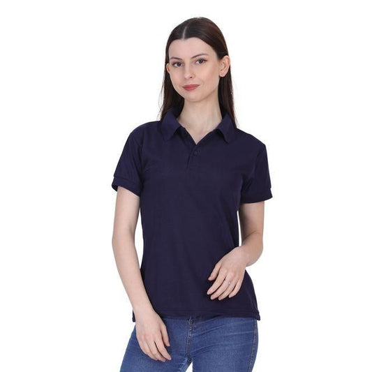 Ketex Navy Blue Cotton Blend Polo Neck Tshirt www.trikaro.com