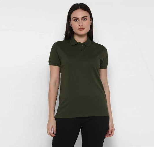 Ketex Bottle Green Cotton Blend Polo Neck Tshirt www.trikaro.com