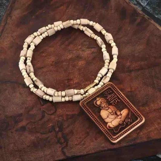 Original & Natural Wood Tulsi Kanthi Mala With Hanuman ji Locket Pendant (Pack of 2) www.trikaro.com