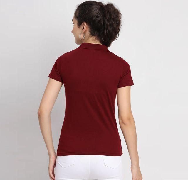 Ketex Maroon Cotton Blend Polo Neck Tshirt www.trikaro.com