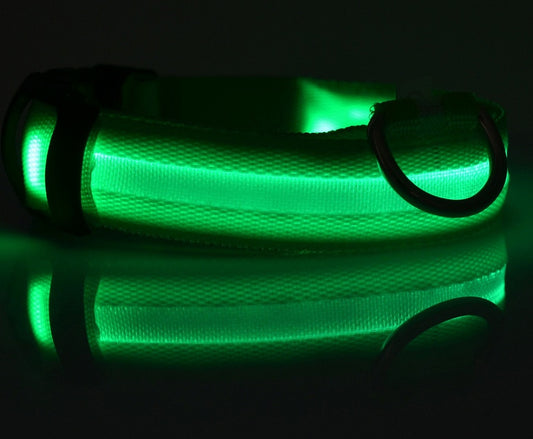 Nylon LED Pet Dog Luminous Collar Night Safety Flashing Glow in Dark Dog Cat Leash Adjustable Pet Supplies by www.trikaro.com