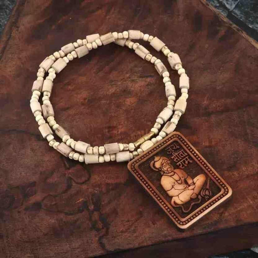 Tulsi Kanthi Mala With Hanuman Pendant for Men Wood Locket Set(Pack Of 1) www.trikaro.com