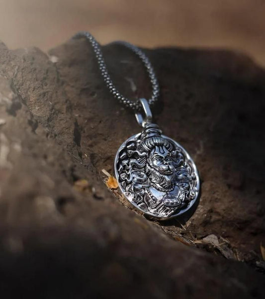 Hanuman Ji Pendant Oxodaised Silver Chain www.trikaro.com