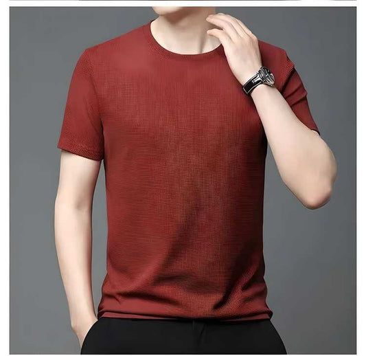 Men 4 Way Strecthable Round Neck T-shirt www.trikaro.com